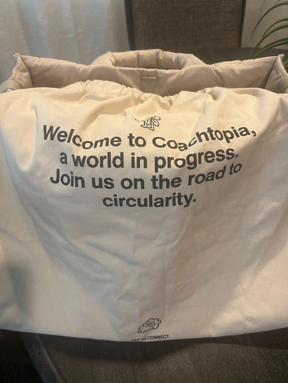 Coach “Let us take a trip” Quilted Cream Tote with Aqua Coachtopia Tag - Picture 11 of 12